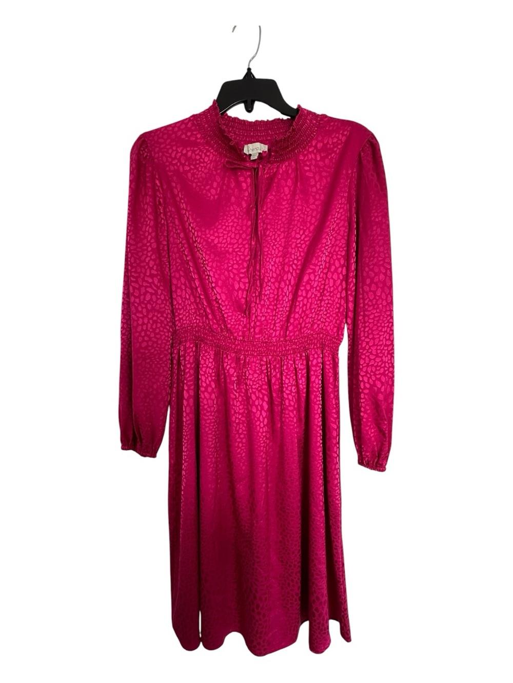Chenault Fuchsia Long Sleeve Smocked Waist Midi Dress